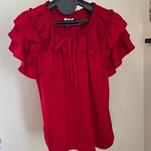 Maurices Red Ruffle Blouse